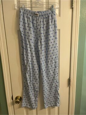 GAP Kids Light Blue Pajama Pants with Navy Heart Print Girls Size 14